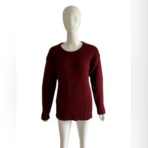Vintage Dddominick 100% Wool Jumper Crew Neck Sweater Maroon Red Size Medium